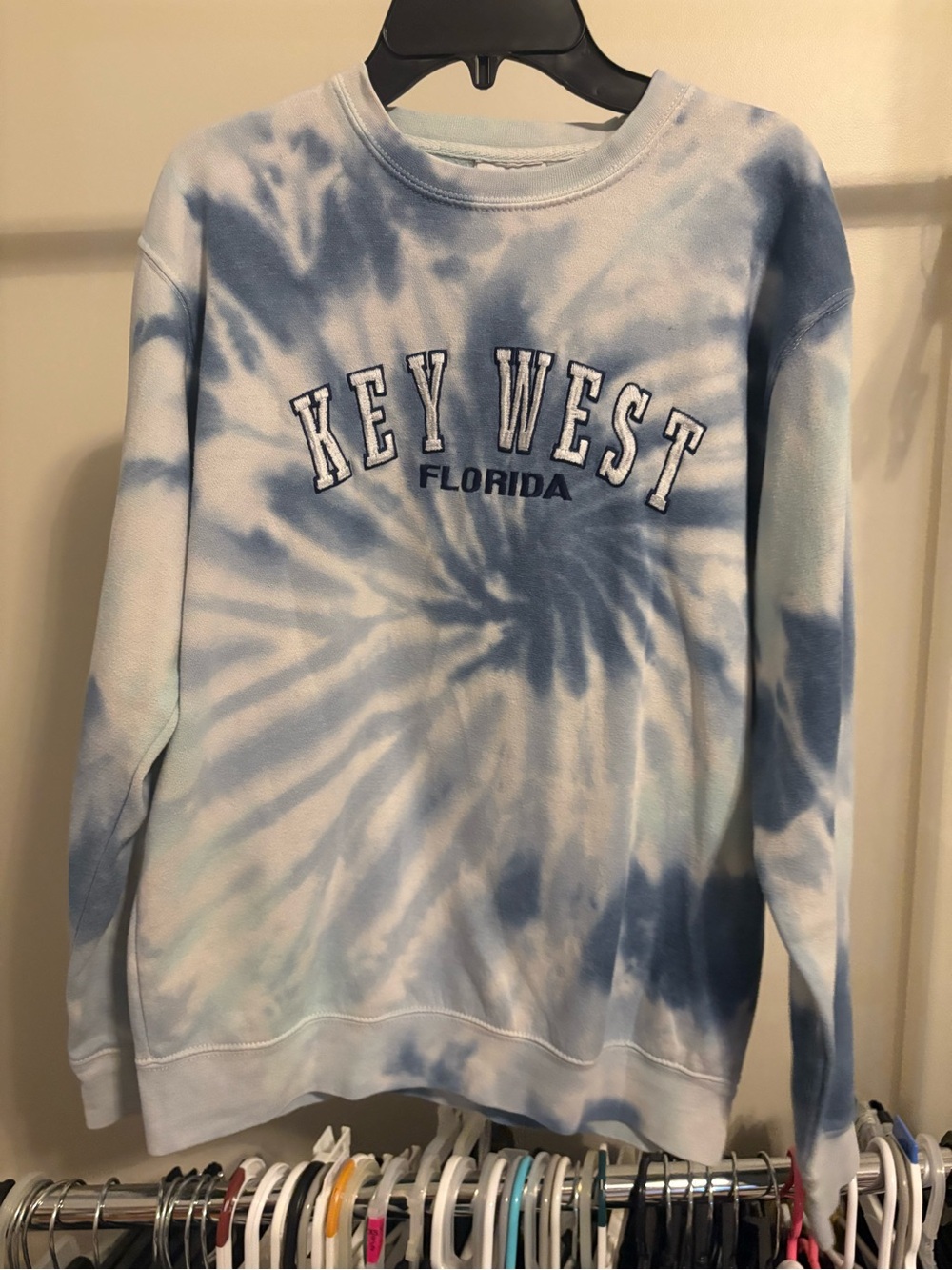 Key West Florida Tie-Dye Crewneck Sweatshirt - Blue